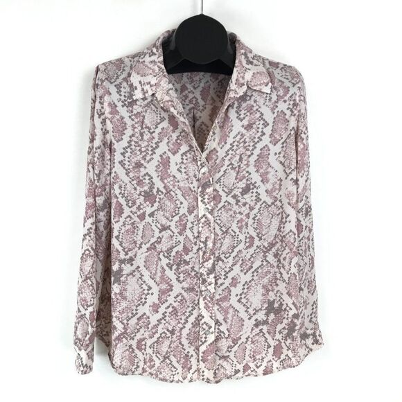 NANETTE Nanette Lepore Snakeskin Print Chiffon Blouse Women’s Size Large Sheer - Picture 1 of 10